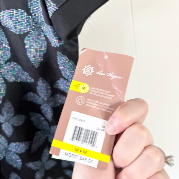 Ben hogan printed floral sun polo navy 1/4 zip collarless size M new - Picture 3 of 4